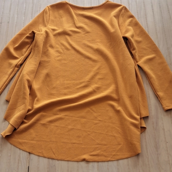 Shein High Low Long Sleeve Mustard Long Sleeve Stretch Top Blouse - Picture 2 of 3